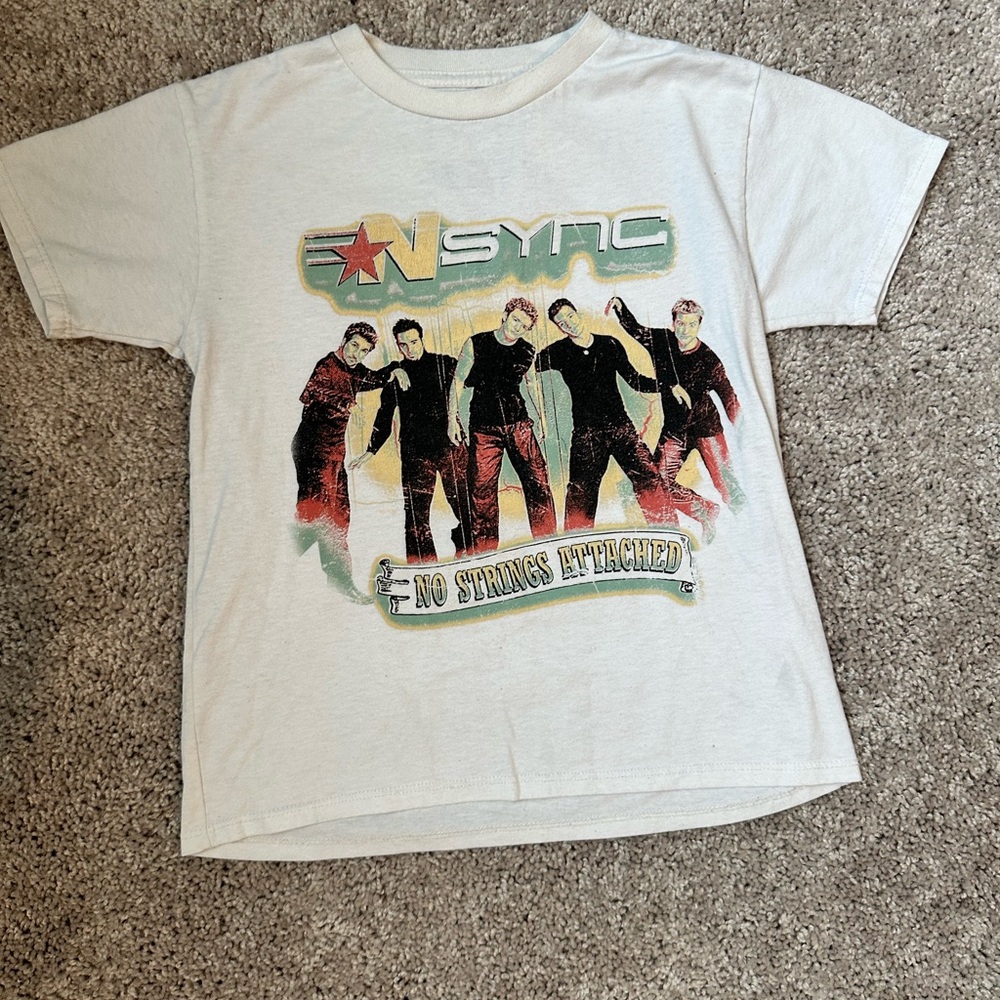 VINTAGE Kids NSYNC Graphic 2000 Tour T-Shirt - White Size S